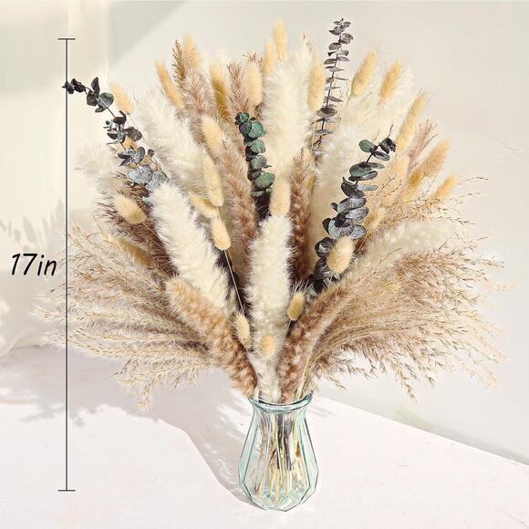 110 PCS Dried Pampas Grass Decor, Naturally Dried Pompas Bunny Tails (set of 2) - Picture 3 of 7